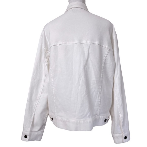 Faherty Brand Stretch Terry Trucker Jacket Size L White Button Front - FLAWS - Picture 4 of 10